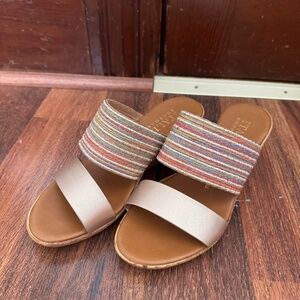 Italian Shoemakers gold and silver sandal wedges